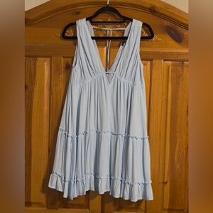 Papermoon Pale Blue Tiered V-Neck Dress